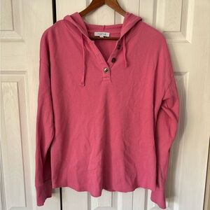 My Style Pink Waffle Hooded Long Sleeve Shirt Size Large